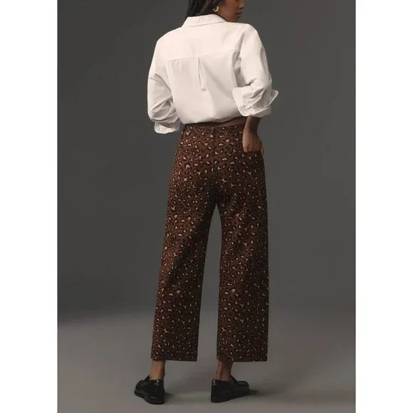 Anthropologie Maeve The Colette Cropped Wide-Leg Ponte Pants Animal Print 23 NWT - Picture 4 of 4